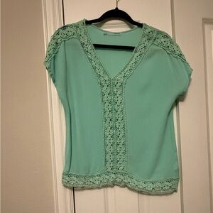 Maurices Light Green Lace Accent Blouse